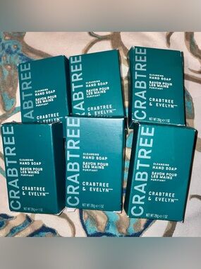 6 BARS!!! Crabtree & Evelyn Cleansing Hand Soap Bar 1oz/28g Travel Size NEW!!